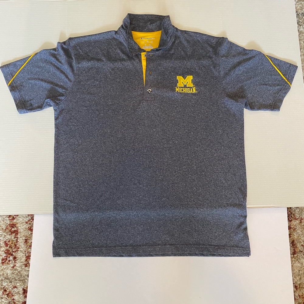 Champion Michigan Wolverines Golf Polo. Blue. Great Condition. Size Large